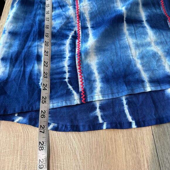 Caffe Marrakesh Embroidered Tie Dye Tassel Blouse Blue M - Picture 8 of 8